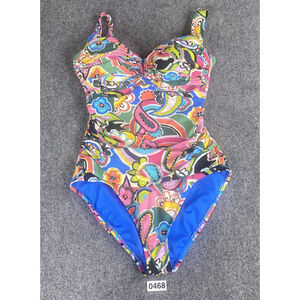 Bleu Rod Beattie Swimsuit Womens 10 One Piece Floral Underwire Bandeau Ruched